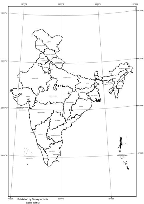 India Outline Map with States